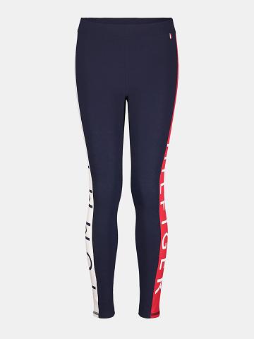 Lány Tommy Hilfiger Big Colorblock Leggings Sötétkék | HU 1817KOR